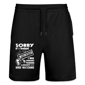 Thinking About Bird Watching - Stanley/Stella Trainer Unisex Organic Jogging Shorts - black - Front - Nik (191cm) & Marisol (170cm)