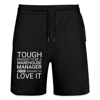Warehouse Manager Crazy - Stanley/Stella Trainer Unisex Organic Jogging Shorts - black - Front - Nik (191cm) & Marisol (170cm)