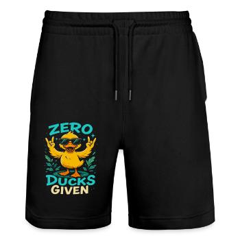 Zero Ducks Given Duck Theme Fun - Stanley/Stella Trainer Unisex Organic Jogging Shorts - black - Front - Nik (191cm) & Marisol (170cm)