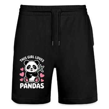 Panda Spruch Pandas Lustiges Panda Geschenk - Stanley/Stella Unisex Bio Joggingshorts Trainer  - Schwarz - Vorne - Nik (191cm) & Marisol (170cm)