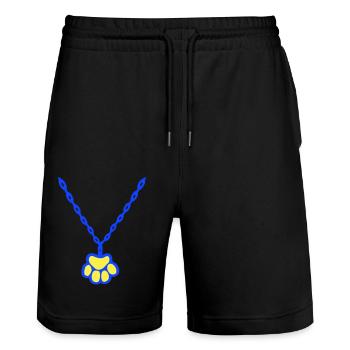 Katze Pfote Hund Tier Halskette Halsband Schmuck - Stanley/Stella Unisex Bio Joggingshorts Trainer  - Schwarz - Vorne - Nik (191cm) & Marisol (170cm)