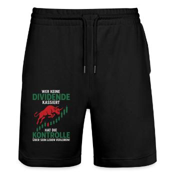 Aktien Rente Dividende Börse - Stanley/Stella Unisex Bio Joggingshorts Trainer  - Schwarz - Vorne - Nik (191cm) & Marisol (170cm)