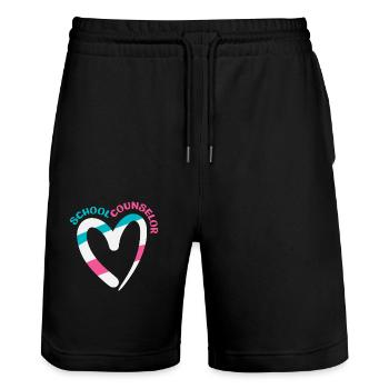 Schulberater Herz Form Bunt - Stanley/Stella Unisex Bio Joggingshorts Trainer  - Schwarz - Vorne - Nik (191cm) & Marisol (170cm)