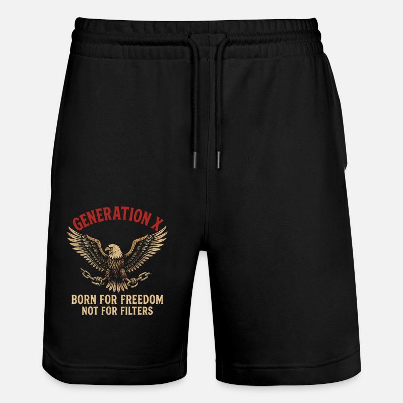 Generation X Freedom Eagle Statement - Stanley/Stella Trainer Unisex Organic Jogging Shorts - black