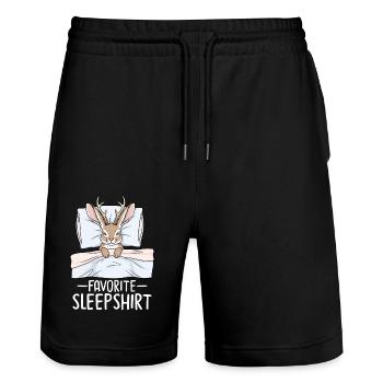 Favorite Sleepshirt - Stanley/Stella Unisex Bio Joggingshorts Trainer  - Schwarz - Vorne - Nik (191cm) & Marisol (170cm)