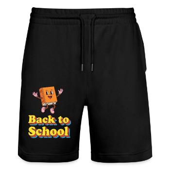 Zurück zur Schule - Stanley/Stella Unisex Bio Joggingshorts Trainer  - Schwarz - Vorne - Nik (191cm) & Marisol (170cm)