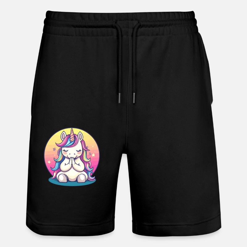 Meditierendes Einhorn - Stanley/Stella Unisex Bio Joggingshorts Trainer  - Schwarz