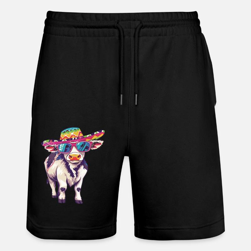 Vache Bande Dessinée Drôle Sombrero - Short de jogging bio TRAINER Stanley/Stella unisexe - noir