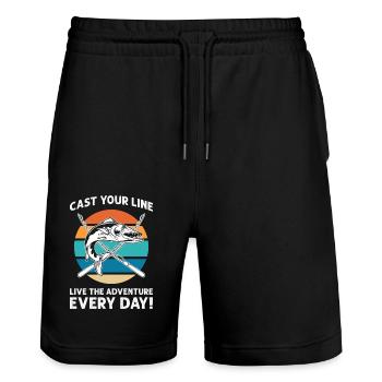 Fishing Fishing Every Day Loving - Stanley/Stella Trainer Unisex Organic Jogging Shorts - black - Front - Nik (191cm) & Marisol (170cm)
