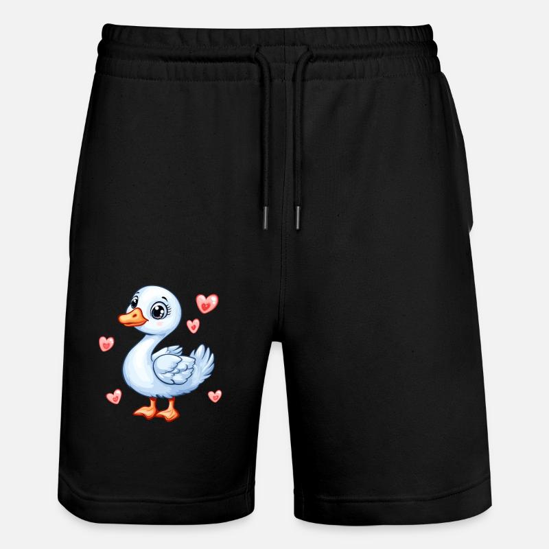 Süße Gans mit Herzen - Stanley/Stella Unisex Bio Joggingshorts Trainer  - Schwarz