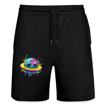OVNI coloré avec des yeux - Short de jogging bio TRAINER Stanley/Stella unisexe - noir - Devant - Nik (191cm) & Marisol (170cm)