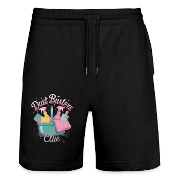 Dust Busters Club Reinigung und Spaß Design für - Stanley/Stella Unisex Bio Joggingshorts Trainer  - Schwarz - Vorne - Nik (191cm) & Marisol (170cm)