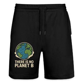 Es Gibt Keinen Planeten B - Umweltbewusstsein - Stanley/Stella Unisex Bio Joggingshorts Trainer  - Schwarz - Vorne - Nik (191cm) & Marisol (170cm)