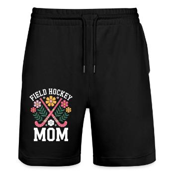 Feldhockey Spruch Mama Lustige Feldhockey Geschenk - Stanley/Stella Unisex Bio Joggingshorts Trainer  - Schwarz - Vorne - Nik (191cm) & Marisol (170cm)