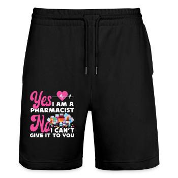 Technicien en pharmacie - Short de jogging bio TRAINER Stanley/Stella unisexe - noir - Devant - Nik (191cm) & Marisol (170cm)