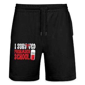 Pharmacy Tech Technician - Stanley/Stella Trainer Unisex Organic Jogging Shorts - black - Front - Nik (191cm) & Marisol (170cm)