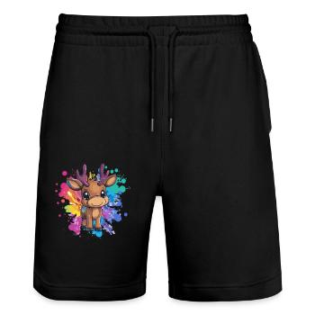 Fauve sur l’explosion de couleurs - Short de jogging bio TRAINER Stanley/Stella unisexe - noir - Devant - Nik (191cm) & Marisol (170cm)