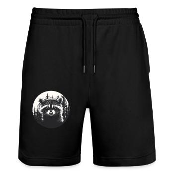 Raccoon in the forest district - Stanley/Stella Trainer Unisex Organic Jogging Shorts - black - Front - Nik (191cm) & Marisol (170cm)