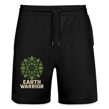 Warrior of the Earth Nature Lover - Stanley/Stella Trainer Unisex Organic Jogging Shorts - black - Front - Nik (191cm) & Marisol (170cm)
