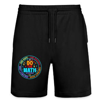Math - Stanley/Stella Trainer Unisex Organic Jogging Shorts - black - Front - Nik (191cm) & Marisol (170cm)