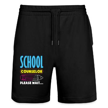 Schulberater Bitte Warten Kreativ - Stanley/Stella Unisex Bio Joggingshorts Trainer  - Schwarz - Vorne - Nik (191cm) & Marisol (170cm)