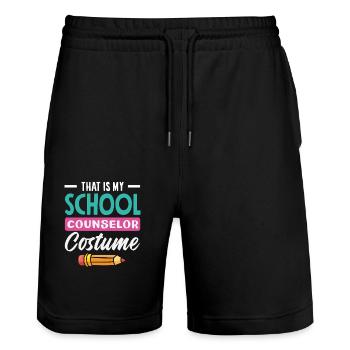 C’est mon costume de conseiller d’école - Short de jogging bio TRAINER Stanley/Stella unisexe - noir - Devant - Nik (191cm) & Marisol (170cm)