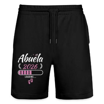 Oma 2026 Lädt Zukunft Oma - Stanley/Stella Unisex Bio Joggingshorts Trainer  - Schwarz - Vorne - Nik (191cm) & Marisol (170cm)