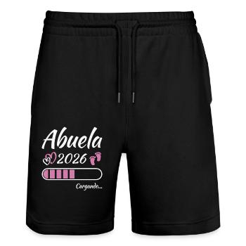 Oma 2026 Lädt Zukunft Oma - Stanley/Stella Unisex Bio Joggingshorts Trainer  - Schwarz - Vorne - Nik (191cm) & Marisol (170cm)