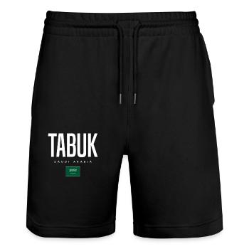 Tabuk, Arabie saoudite - Short de jogging bio TRAINER Stanley/Stella unisexe - noir - Devant - Nik (191cm) & Marisol (170cm)