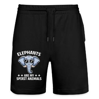 Elefanten Spruch Afrika Lustige Elefanten Geschenk - Stanley/Stella Unisex Bio Joggingshorts Trainer  - Schwarz - Vorne - Nik (191cm) & Marisol (170cm)