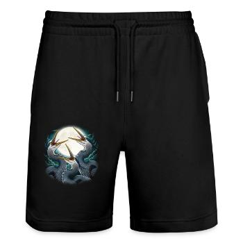 Drei Blaureiher Mond Heulen - Stanley/Stella Unisex Bio Joggingshorts Trainer  - Schwarz - Vorne - Nik (191cm) & Marisol (170cm)
