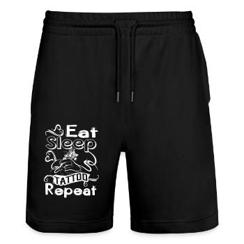 Tattoo Artist Eat Sleep Tattoo Artist - Stanley/Stella Trainer Unisex Organic Jogging Shorts - black - Front - Nik (191cm) & Marisol (170cm)