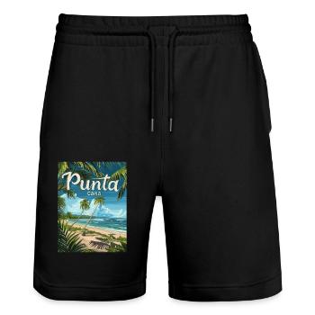 Tropical Punta Cana Beach Palmiers paradisiaques - Short de jogging bio TRAINER Stanley/Stella unisexe - noir - Devant - Nik (191cm) & Marisol (170cm)