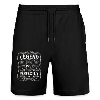 74th Birthday Original Vintage 1951 - Stanley/Stella Trainer Unisex Organic Jogging Shorts - black - Front - Nik (191cm) & Marisol (170cm)