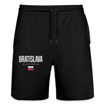 Bratislava Slowakei - Stanley/Stella Unisex Bio Joggingshorts Trainer  - Schwarz - Vorne - Nik (191cm) & Marisol (170cm)