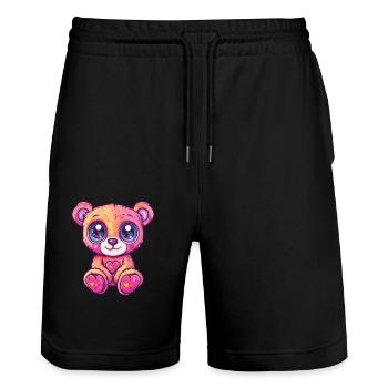 Kuschelbär mit Herz - Stanley/Stella Unisex Bio Joggingshorts Trainer  - Schwarz - Vorne - Nik (191cm) & Marisol (170cm)