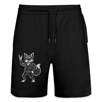 Métal Musique Rock Fox Rétro Drôle Lourd - Short de jogging bio TRAINER Stanley/Stella unisexe - noir - Devant - Nik (191cm) & Marisol (170cm)