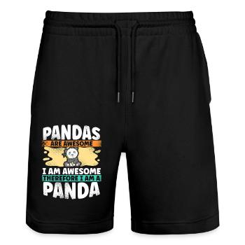 Panda - Stanley/Stella Unisex Bio Joggingshorts Trainer  - Schwarz - Vorne - Nik (191cm) & Marisol (170cm)