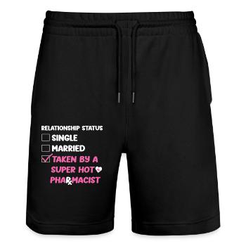 Technicien en pharmacie - Short de jogging bio TRAINER Stanley/Stella unisexe - noir - Devant - Nik (191cm) & Marisol (170cm)