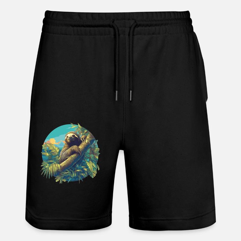 Faultiere Faultier - Stanley/Stella Unisex Bio Joggingshorts Trainer - Schwarz