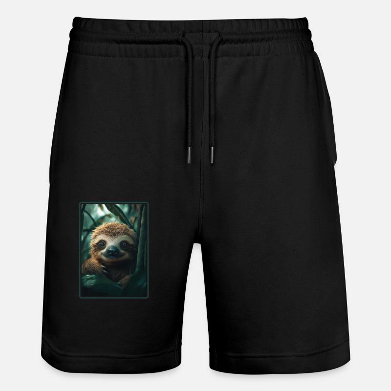 Faultiere Faultier - Stanley/Stella Unisex Bio Joggingshorts Trainer  - Schwarz
