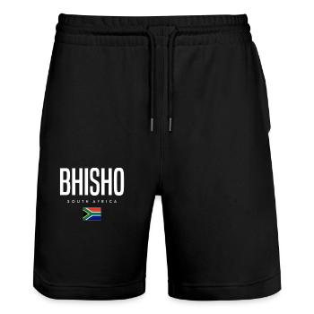 Bhisho, Afrique du Sud - Short de jogging bio TRAINER Stanley/Stella unisexe - noir - Devant - Nik (191cm) & Marisol (170cm)
