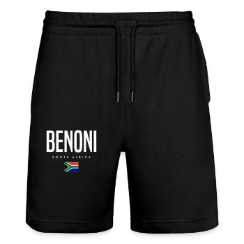 Benoni, Afrique du Sud - Short de jogging bio TRAINER Stanley/Stella unisexe - noir - Devant - Nik (191cm) & Marisol (170cm)