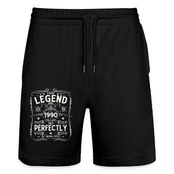 35th Birthday Gift Husband Original 1990's - Stanley/Stella Trainer Unisex Organic Jogging Shorts - black - Front - Nik (191cm) & Marisol (170cm)