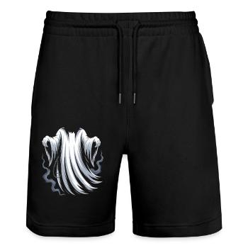Ghost Costume - Stanley/Stella Trainer Unisex Organic Jogging Shorts - black - Front - Nik (191cm) & Marisol (170cm)