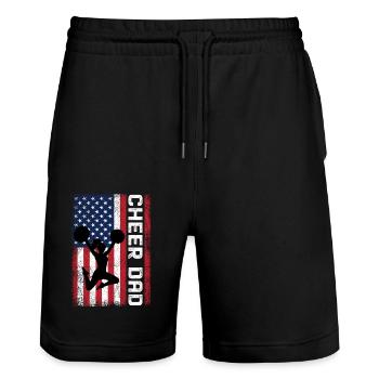 Cheer Dad - Stanley/Stella Trainer Unisex Organic Jogging Shorts - black - Front - Nik (191cm) & Marisol (170cm)
