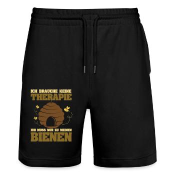 Imker Bienenzüchter Spruch Bienenliebhaber Imkerei - Stanley/Stella Unisex Bio Joggingshorts Trainer  - Schwarz - Vorne - Nik (191cm) & Marisol (170cm)