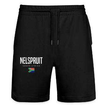 Nelspruit, Afrique du Sud - Short de jogging bio TRAINER Stanley/Stella unisexe - noir - Devant - Nik (191cm) & Marisol (170cm)