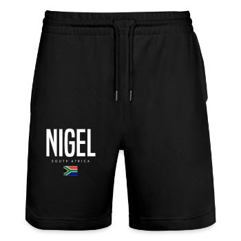 Nigel, Afrique du Sud - Short de jogging bio TRAINER Stanley/Stella unisexe - noir - Devant - Nik (191cm) & Marisol (170cm)