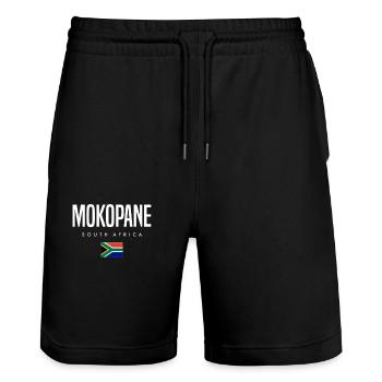 Mokopane South Africa - Stanley/Stella Trainer Unisex Organic Jogging Shorts - black - Front - Nik (191cm) & Marisol (170cm)